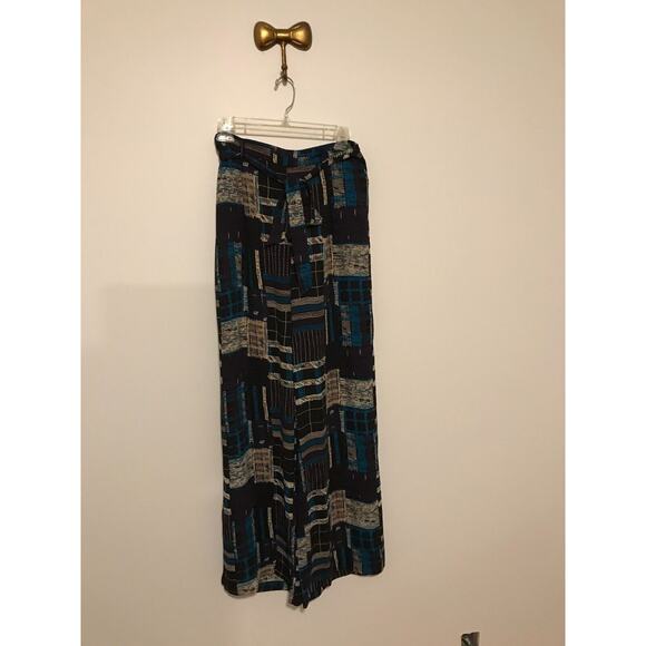 MODCLOTH The Savannah Crosshatched Printed Wide Leg Belted Pants - Size Medium - Picture 1 of 10